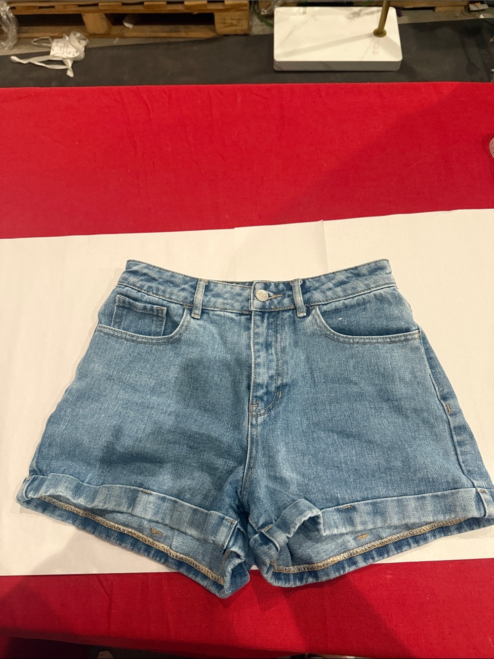 PacSun Light Blue High-Rise Rolled Hem Jean Shorts
